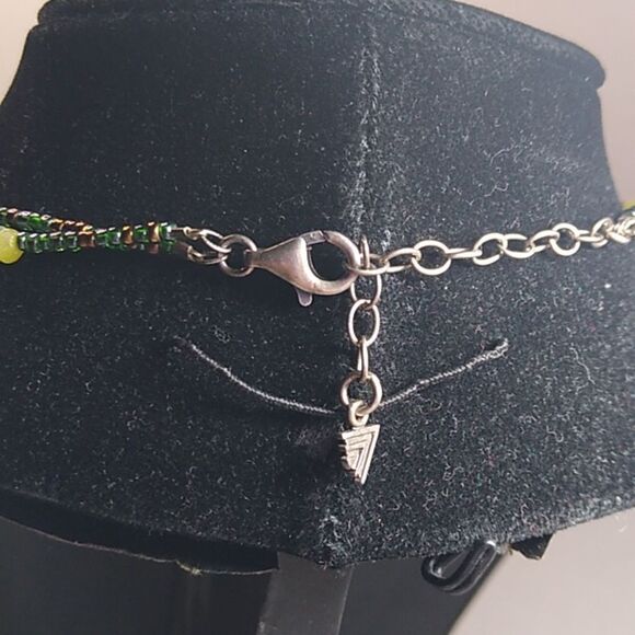 Retired Silpada Multi-Strand Green Pearl Jade Sterling Layered Necklace - Picture 3 of 5